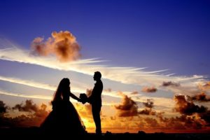 Sunset Wedding Bride Groom Couple Bridal