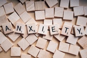 Scrabble tiles spelling anxiety